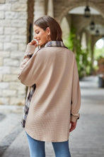 Load image into Gallery viewer, Plaid Collared Dropped Shoulder Jacket
