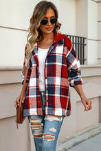 Load image into Gallery viewer, Button Up Plaid Hooded Jacket
