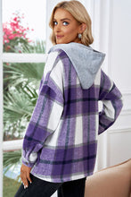 Load image into Gallery viewer, Button Up Plaid Hooded Jacket
