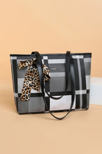 Load image into Gallery viewer, Color Block Tie Detail PU Leather Tote Bag
