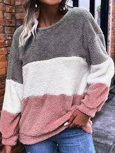 Load image into Gallery viewer, Color Block Round Neck Long Sleeve Sweatshirt
