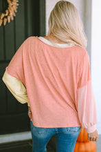 Load image into Gallery viewer, Color Block V-Neck Dropped Shoulder Sweatshirt with Pocket
