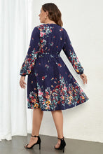 Load image into Gallery viewer, Plus Size Floral Tie Waist Long Sleeve Dress
