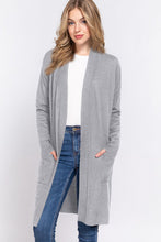 Load image into Gallery viewer, ACTIVE BASIC Open Front Rib Trim Long Sleeve Knit Cardigan
