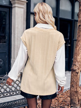 Load image into Gallery viewer, Ribbed Collared Neck Dropped Shoulder Blouse
