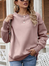 Load image into Gallery viewer, Dropped Shoulder Slit Sweatshirt
