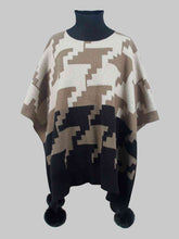 Load image into Gallery viewer, Turtleneck Pom-Pom Trim Poncho
