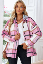 Load image into Gallery viewer, Button Up Plaid Hooded Jacket
