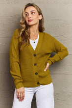 Load image into Gallery viewer, Zenana Kiss Me Tonight Full Size Button Down Cardigan in Chartreuse
