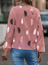 Load image into Gallery viewer, Printed Notched Neck Long Sleeve Blouse
