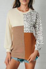 Load image into Gallery viewer, Leopard Patchwork Long Sleeve Top
