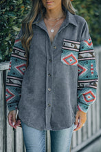 Load image into Gallery viewer, Geometric Button Up Dropped Shoulder Jacket
