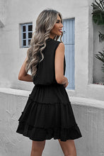 Load image into Gallery viewer, Tie Neck Frill Trim Sleeveless Mini Dress
