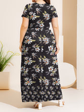 Load image into Gallery viewer, Plus Size Printed Round Neck Short Sleeve Maxi Dress
