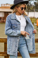 Load image into Gallery viewer, Buttoned Collared Neck Denim Jacket with Pockets
