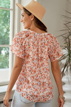 Load image into Gallery viewer, Floral Notched Neck Flutter Sleeve Blouse
