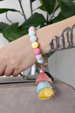 Load image into Gallery viewer, Silica Gel Bead Wristlet Keychain with Layered Tassels
