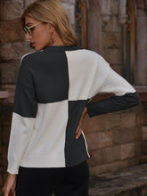Load image into Gallery viewer, Contrast Round Neck Drop Shoulder Sweater
