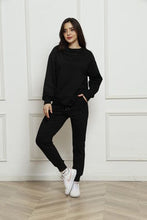 Load image into Gallery viewer, Round Neck Long Sleeve Top and Drawstring Pants Set
