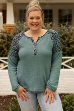 Load image into Gallery viewer, Plus Size Leopard Waffle-Knit Long Sleeve T-Shirt
