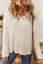 Load image into Gallery viewer, Openwork Round Neck Long Sleeve Sweater
