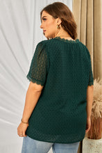 Load image into Gallery viewer, Plus Size Swiss Dot Spliced Lace V-Neck Blouse
