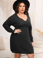 Load image into Gallery viewer, Plus Size Dropped Shoulder Long Sleeve Knit Mini Dress
