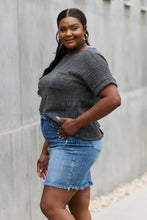 Load image into Gallery viewer, e.Luna Full Size Chunky Knit Short Sleeve Top in Gray
