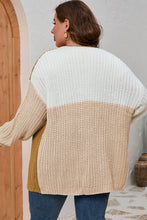 Load image into Gallery viewer, Plus Size Color Block Dropped Shoulder Cardigan
