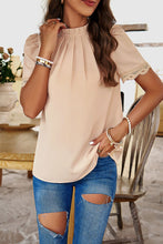 Load image into Gallery viewer, Ruched Mock Neck Short Sleeve Blouse
