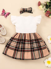 Load image into Gallery viewer, Girls Plaid Bow Detail Ribbed Dress
