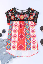 Load image into Gallery viewer, Embroidered Round Neck Short Sleeve Top
