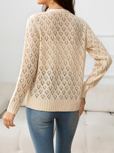 Load image into Gallery viewer, Openwork V-Neck Buttoned Knit Top
