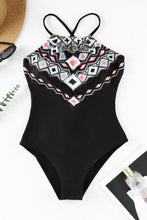Load image into Gallery viewer, Geometric Print Tie Back One-Piece Swimsuit
