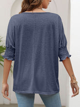 Load image into Gallery viewer, Smocked Flounce Sleeve Round Neck T-Shirt
