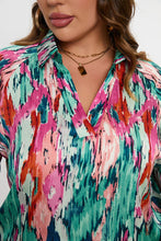 Load image into Gallery viewer, Plus Size Printed Johnny Collar Long Sleeve Blouse
