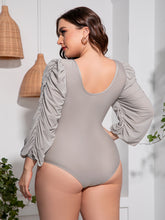 Load image into Gallery viewer, Plus Size Tied Deep V Balloon Sleeve One-Piece Swimsuit
