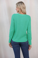Load image into Gallery viewer, Buttoned Notched Neck Long Sleeve T-Shirt
