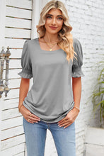 Load image into Gallery viewer, Smocked Square Neck Short Sleeve T-Shirt
