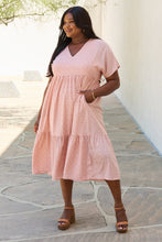 Load image into Gallery viewer, HEYSON Spring Baby Full Size Kimono Sleeve Midi Dress in Peach
