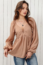 Load image into Gallery viewer, Tie Back Smocked Long Sleeve Babydoll Blouse
