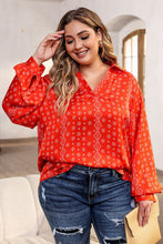 Load image into Gallery viewer, Plus Size Printed Johnny Collar Long Sleeve Blouse
