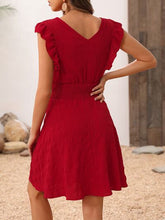 Load image into Gallery viewer, Smocked Ruffled Surplice Mini Dress
