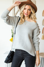 Load image into Gallery viewer, Buttoned Boat Neck Slit Sweater
