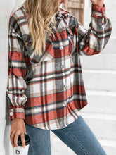 Load image into Gallery viewer, Plaid Collared Neck Button Down Jacket
