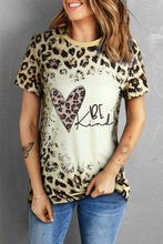 Load image into Gallery viewer, BE KIND Heart Graphic Leopard Round Neck Tee
