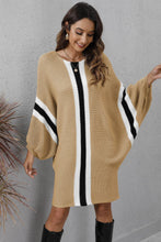 Load image into Gallery viewer, Ribbed Round Neck Long Sleeve Sweater Dress
