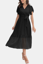 Load image into Gallery viewer, Surplice Neck Flutter Sleeve Tied Dress
