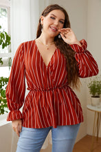 Load image into Gallery viewer, Melo Apparel Plus Size V-Neck Frill Trim Blouse
