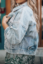 Load image into Gallery viewer, Distressed Drop Shoulder Denim Jacket
